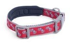Red and Grey Padded Dog Collar for Medium Dogs