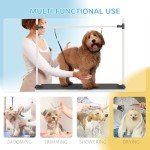 Adjustable Dog Grooming Table with Rubber Top