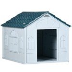 Weather-Resistant Plastic Dog House for Medium Dogs