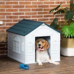Weather-Resistant Plastic Dog House for Medium Dogs