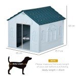 Weather-Resistant Plastic Dog House for Medium Dogs