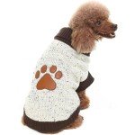Turtleneck Dog Sweater with Brown Paw Pattern