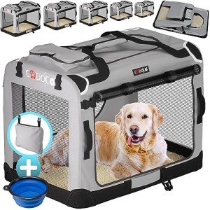 CADOCA® XXL Foldable Dog Crate - Light Grey