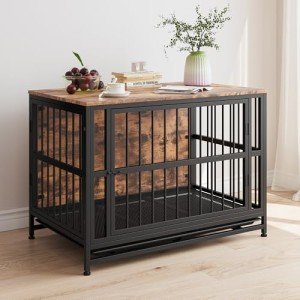 Stylish Wooden Dog Crate with Removable Tray
