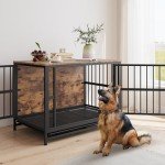 Stylish Wooden Dog Crate with Removable Tray