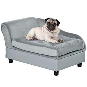 Pawhut Dog Couch Bed with Storage, Blue