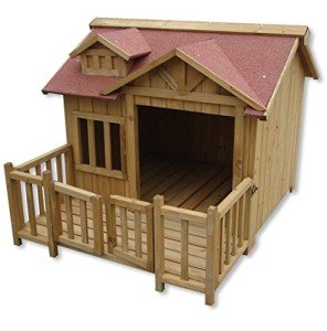 WilTec XL Wooden Dog House with Balcony