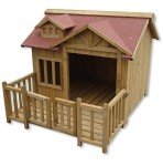 WilTec XL Wooden Dog House with Balcony