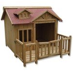 WilTec XL Wooden Dog House with Balcony