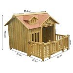 WilTec XL Wooden Dog House with Balcony