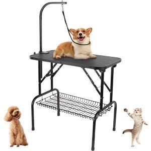 Foldable 32" Dog Grooming Table with Storage