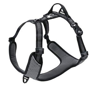 Adjustable Reflective No Pull Dog Harness - Black