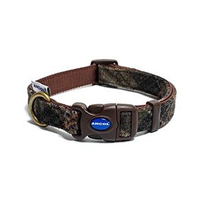 Adjustable Brown Country Check Dog Collar 30-50cm