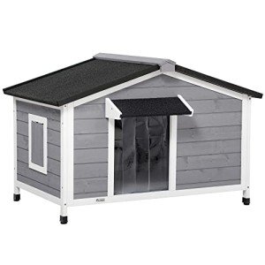 Elevated Wooden Dog Kennel with Openable Top