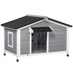 Elevated Wooden Dog Kennel with Openable Top