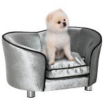 Mini Dog Sofa Bed with Washable Cushion and Pocket