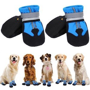 Waterproof Dog Boots with Reflective Straps - 4 Pack