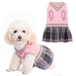 BINGPET Plaid Dog Jumper Dress for Fall Winter