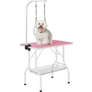 Yaheetech 36'' Adjustable Dog Grooming Table - Pink
