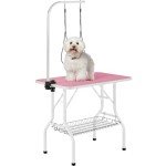 Yaheetech 36'' Adjustable Dog Grooming Table - Pink