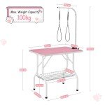 Yaheetech 36'' Adjustable Dog Grooming Table - Pink
