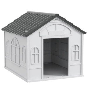 Weather-Resistant Plastic Dog House for Medium Dogs