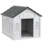 Weather-Resistant Plastic Dog House for Medium Dogs