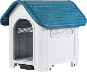 Lanco Small Dog Kennel with Toilet, Blue/White