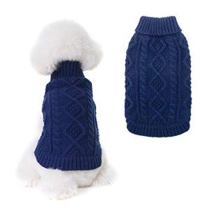 BINGPET Classic Turtleneck Cable Knit Dog Sweater