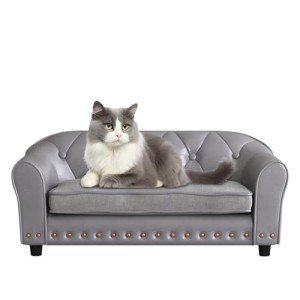 Luxury PU Leather Dog Sofa Chair in Grey