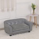 Luxury PU Leather Dog Sofa Chair in Grey
