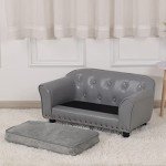 Luxury PU Leather Dog Sofa Chair in Grey