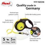 Neon Yellow 5m Retractable Dog Leash for Small Dogs