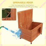 Elevated Wooden Dog Kennel with Removable Floor
