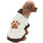 Brown Paw Pattern Medium Turtleneck Dog Sweater
