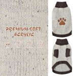 Brown Paw Pattern Medium Turtleneck Dog Sweater