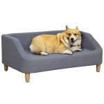 Cozy Grey Dog Sofa Bed with Washable Cover