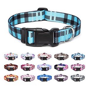 Suredoo Adjustable Soft Nylon Dog Collar - Blue Plaid