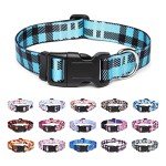 Suredoo Adjustable Soft Nylon Dog Collar - Blue Plaid