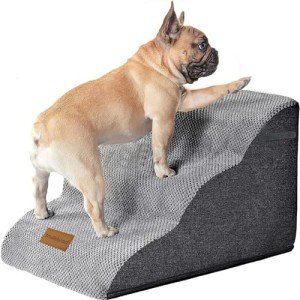 Trhillsbrad 3-Step Foam Dog Stairs for Beds