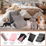 Trhillsbrad 3-Step Foam Dog Stairs for Beds