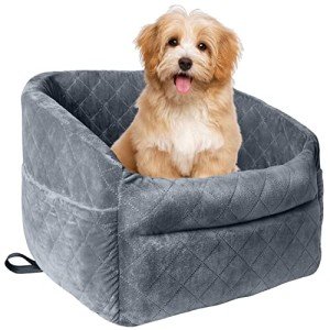 Small Dog Car Seat with Safety Leash and Pockets