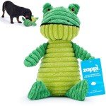 Zappi Co Green Frog Plush Dog Toy with Squeaker