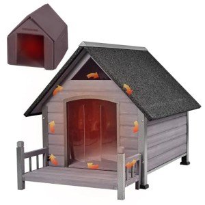 Outdoor Insulated Dog House with Metal Frame