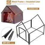 Outdoor Insulated Dog House with Metal Frame