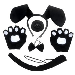 5-Piece Black Dog Costume Set for Halloween