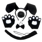 5-Piece Black Dog Costume Set for Halloween