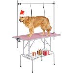 46" Adjustable Dog Grooming Table with Storage