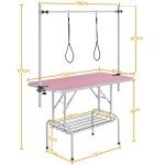 46" Adjustable Dog Grooming Table with Storage