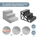 3-Step Non-Slip Dog Ramp for Sofa (Grey)